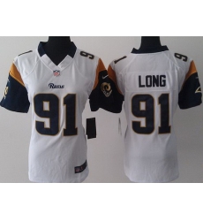 Women Nike St.Louis Rams 91 Chris Long White LIMITED Jerseys