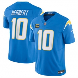 Men Los Angeles Chargers 10 Justin Herbert Blue 2025 F U S E With 4 Star C Patch Vapor Limited Stitched Football Jersey