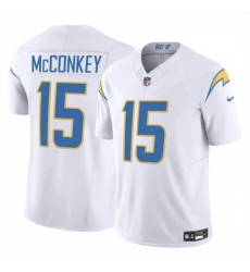 Men Los Angeles Chargers 15 Ladd McConkey White 2024 F U S E Draft Vapor Limited Stitched Football Jersey