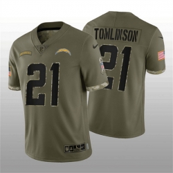 Men Los Angeles Chargers 21 LaDainian Tomlinson Olive 2022 Salute To Service Limited Stitched Jersey