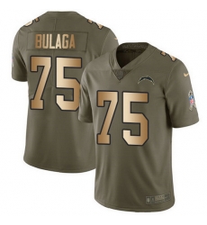 Nike Chargers 75 Bryan Bulaga Olive Gold Men Stitched NFL Limited 2017 Salute To Service Jersey