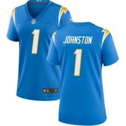 Women Los Angeles Chargers 1 Quentin Johnston Blue Stitched Game Jersey