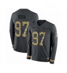 Youth Los Angeles Chargers 97 Joey Bosa Limited Black Salute to Service Therma Long Sleeve Football Jersey