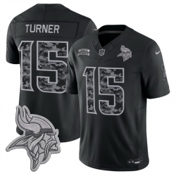 Men Minnesota Vikings  15 Dallas Turner Black F U S E  2026 Salute to Service Limited Stitched Football Jersey