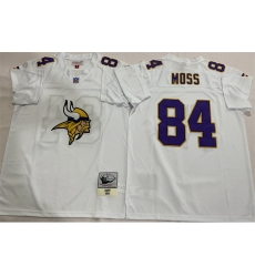 Men Minnesota Vikings 84 Randy Moss White Throwback Stitched Football Jersey