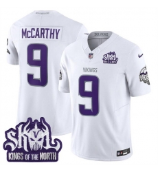 Men Minnesota Vikings 9 J J McCarthy White 2025 F U S E Winter Warrior Skol Patch Vapor Limited Stitched Football Jersey Men Minnesota Vikings 9 J J McCarthy White 2025 F U S E Winter Warrior Skol Patch Vapor Limited Stitched Football Jersey