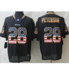 Nike Minnesota Vikings 28 Adrian Peterson Black Elite USA Flag Fashion NFL Jersey