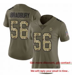 Vikings 56 Garrett Bradbury Olive Camo Women Stitched Football Limited 2017 Salute to Service Jersey