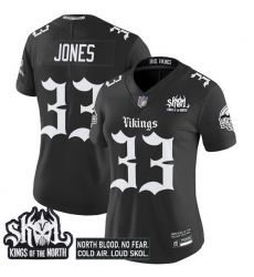 Women Minnesota Vikings 33 Aaron Jones Black 2025 Kings of the North Patch Gothic Norseblood Edition Vapor Untouchable Limited Stitched Football Jersey 1