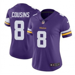 Women Minnesota Vikings 8 Kirk Cousins Purple Vapor Untouchable Limited Stitched NFL Jersey
