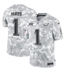 Men Philadelphia Eagles 1 Jalen Hurts 2024 Arctic Camo Salute To Service Limited Stitched Football Jersey