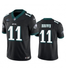 Men Philadelphia Eagles 11 A  J  Brown Black 2023 F U S E  With 4 Star C Patch Vapor Untouchable Limited Stitched Football Jersey