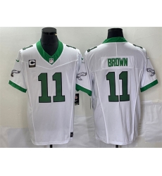 Men Philadelphia Eagles 11 A J Brown White 2023 F U S E With C Patch Vapor Untouchable Stitched Football Jersey