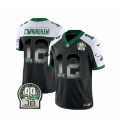 Men Philadelphia Eagles 12 Randall Cunningham Black White 2023 F U S E  Throwback Vapor Untouchable Limited Stitched Football Jersey