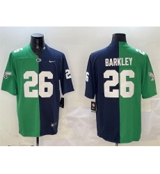 Men Philadelphia Eagles 26 Saquon Barkley Green  26 Navy Split Vapor Untouchable Limited Stitched Football Jersey