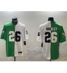 Men Philadelphia Eagles 26 Saquon Barkley Green White Split Vapor Untouchable Limited Stitched Football Jersey