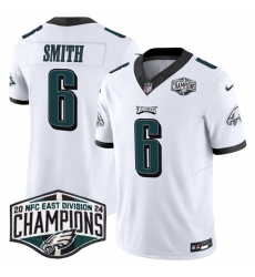 Men Philadelphia Eagles 6 DeVonta Smith White 2024 NFC East Champions F U S E  Vapor Untouchable Limited Stitched Football Jersey