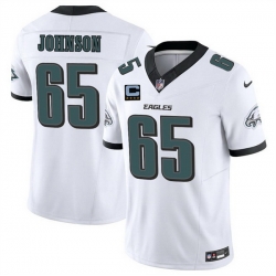 Men Philadelphia Eagles 65 Lane Johnson White 2025 F U S E  With 4 Star C Patch Vapor Untouchable Limited Stitched Football Jersey