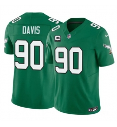 Men Philadelphia Eagles  90 Jordan Davis Kelly Green 2026 F U S E  1 Star C Patch Throwback Vapor Untouchable Limited Stitched Football Jersey