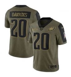 Men's Philadelphia Eagles Brian Dawkins Nike Olive 2021 Salute To Service Retired Player Limited Jersey