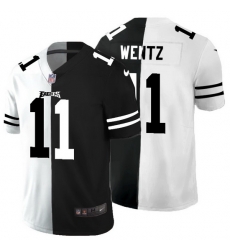 Philadelphia Eagles 11 Carson Wentz Men Black V White Peace Split Nike Vapor Untouchable Limited NFL Jersey