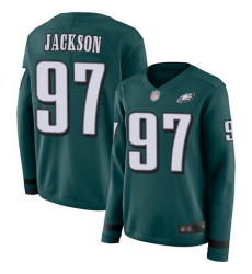 Eagles 97 Malik Jackson Midnight Green Team Color Womens Stitched Football Limited Therma Long Sleeve