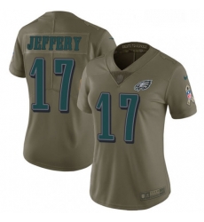 Womens Nike Philadelphia Eagles 17 Alshon Jeffery Limited Olive 2017 Salute to Service NFL Jersey