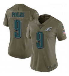 Womens Nike Philadelphia Eagles 9 Nick Foles Limited Olive 2017 Salute to Service NFL Jersey