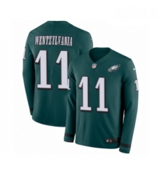 Youth Nike Philadelphia Eagles 11 Carson Wentz Limited Green Therma Long Sleeve Wentzylvania NFL Jersey