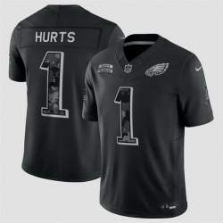 Youth Philadelphia Eagles  1 Jalen Hurts Black 2026 Salute to Service Limited Stitched Football Jersey
