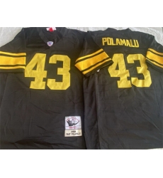Men Pittsburgh Steelers 43 Troy Polamalu Black Color Rush Stitched Football Jersey