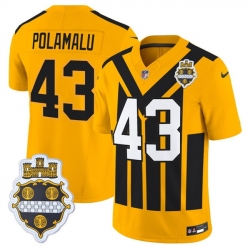 Men Pittsburgh Steelers 43 Troy Polamalu Gold 1933 F U S E  Throwback Alternate Football Stitched Football Jersey