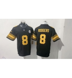 Men Pittsburgh Steelers 8 Aaron Rodgers Black F U S E Color Rush Vapor Limited Stitched Football Jersey Men Pittsburgh Steelers 8 Aaron Rodgers Black F U S E Color Rush Vapor Limited Stitched Football Jersey