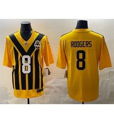 Men Pittsburgh Steelers 8 Aaron Rodgers Gold 1933 Throwback Alternate Stitched Football Jersey Men Pittsburgh Steelers 8 Aaron Rodgers Gold 1933 Throwback Alternate Stitched Football Jersey