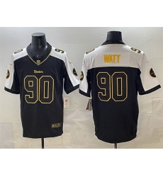 Men Pittsburgh Steelers 90 T J  Watt Black White F U S E  Vapor Untouchable Limited Stitched Jersey