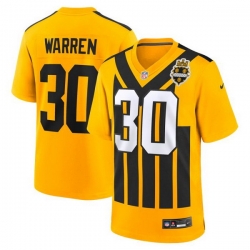 Men Pittsburgh Steelers Jaylen Warren #30 Gold 1933 F U S E Throwback Alternate Football Stitched Football Jersey