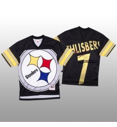 NFL Pittsburgh Steelers 7 Ben Roethlisberger Black Men Mitchell  26 Nell Big Face Fashion Limited NFL Jersey