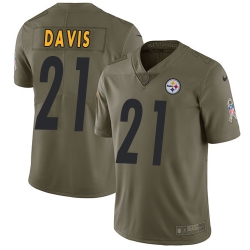 Nike Steelers #21 Sean Davis Olive Mens Stitched NFL Limited 2017 Salute to Service Jersey
