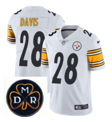 Nike Steelers #28 Sean Davis White Mens NFL Vapor Untouchable Limited Stitched With MDR Dan Rooney Patch Jersey