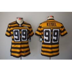 Women Nike Pittsburgh Steelers 99# Brett Keisel Yellow-Black 80th Throwback Limited Jerseys