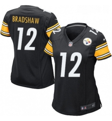 Womens Nike Pittsburgh Steelers 12 Terry Bradshaw Game Black Team Color NFL Jersey Womens Nike Pittsburgh Steelers 12 Terry Bradshaw Game Black Team Color NFL Jersey