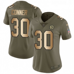 Womens Nike Pittsburgh Steelers 30 James Conner Limited OliveGold 2017 Salute to Service NFL Jersey