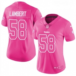Womens Nike Pittsburgh Steelers 58 Jack Lambert Limited Pink Rush Fashion NFL Jersey