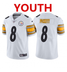 Youth Pittsburgh Steelers 8 Kenny Pickett 2022 White Vapor Untouchable Limited Stitched Jersey Youth Pittsburgh Steelers 8 Kenny Pickett 2022 White Vapor Untouchable Limited Stitched Jersey