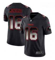 49ers 16 Joe Montana Black Men Stitched Football Vapor Untouchable Limited Smoke Fashion Jersey