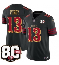 Men San Francisco 49ers 13 Brock Purdy Black 80th Anniversary Patch Rivalries 2026 F U S E Vapor Untouchabl Limited Stitched Football Jersey Men San Francisco 49ers 13 Brock Purdy Black 80th Anniversary Patch Rivalries 2026 F U S E Vapor Untouchabl Limited Stitched Football Jersey