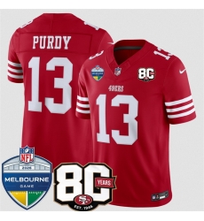 Men San Francisco 49ers 13 Brock Purdy Red 80th Anniversary And Melbourne Game Patch 2026 F U S E Vapor Untouchabl2026 F U S E Vapor Untouchable Limited Men San Francisco 49ers 13 Brock Purdy Red 80th Anniversary And Melbourne Game Patch 2026 F U S E Vapor Untouchabl2026 F U S E Vapor Untouchable Limited