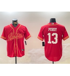 Men San Francisco 49ers 13 Brock Purdy Red Cool Base Stitched Baseball Jersey