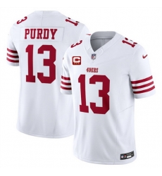 Men San Francisco 49ers 13 Brock Purdy White 2025 F U S E  With 3 Star C Patch Vapor Untouchable Limited Stitched Football Jersey