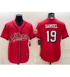 Men San Francisco 49ers 19 Deebo Samuel New Red With Patch Cool Base Stitched Baseball Jersey